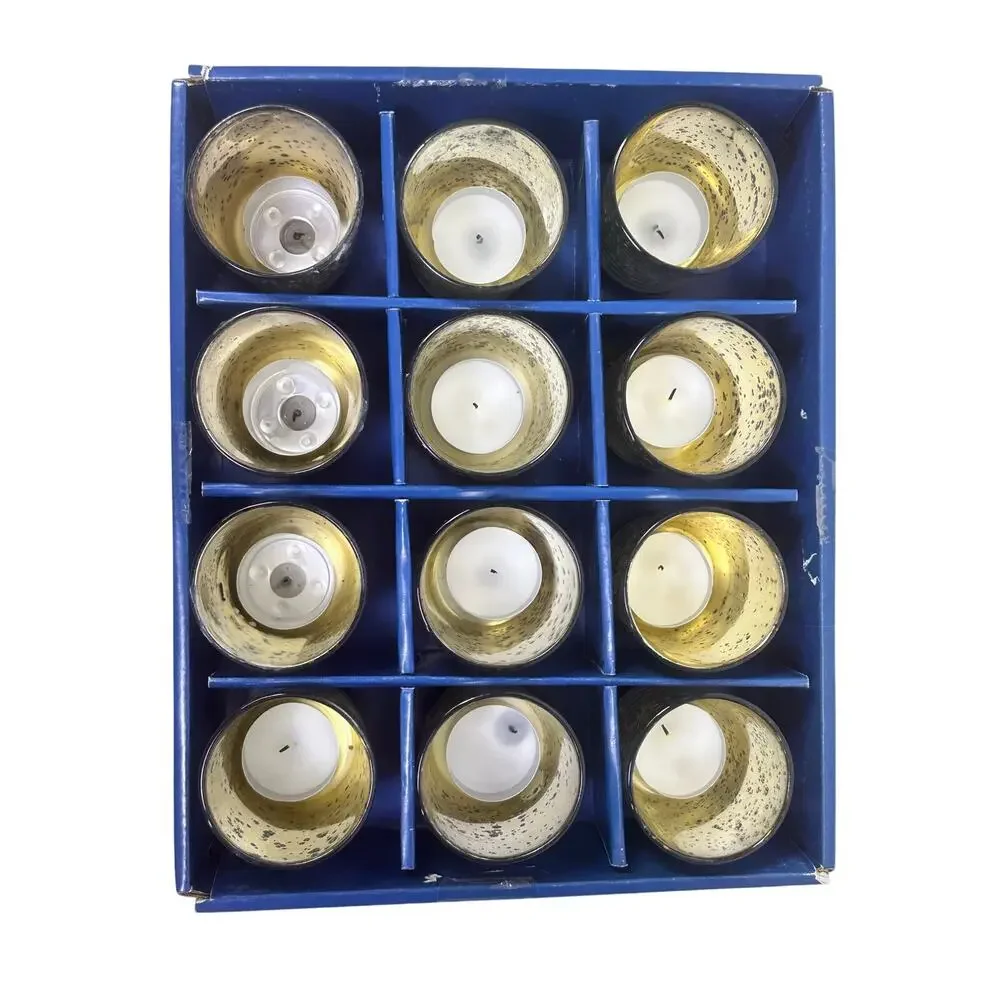 Pier 1 Mercury Glass Votive Holders Speckled Antique Design Finish-Set of 12
